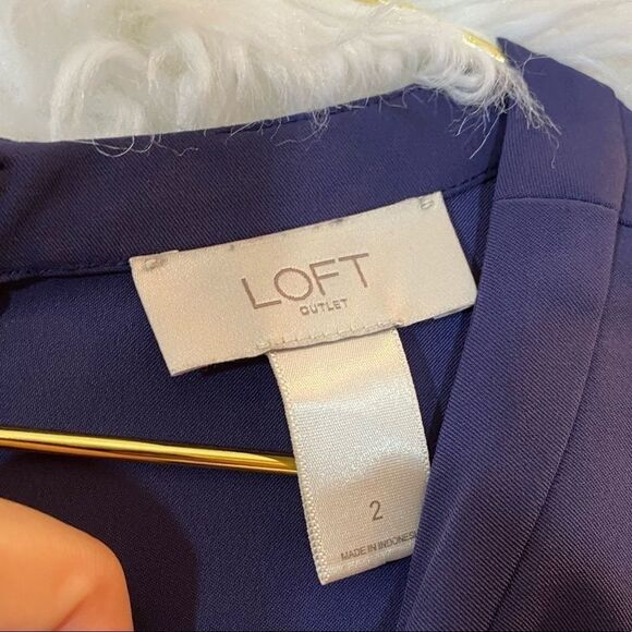 Loft navy lace sleeve fit and flare dress - Picture 4 of 7